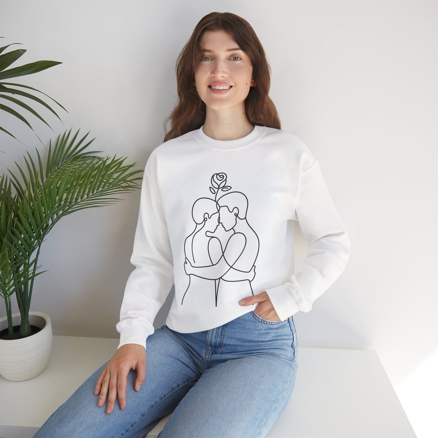 Couples Line Art Sweatshirt - Amour gazal